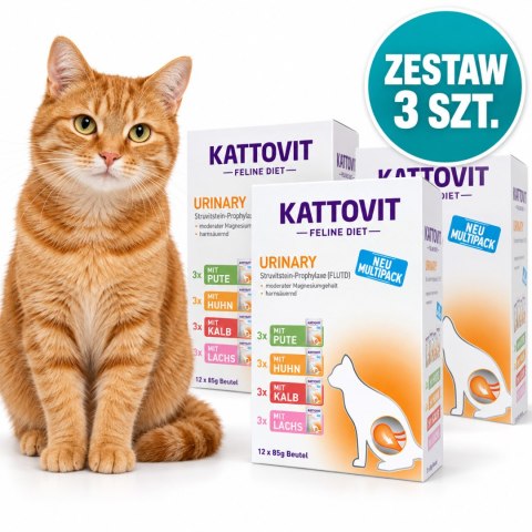 KATTOVIT Urinary 36x85g kurczak cielęcina łosoś 3(12x85)