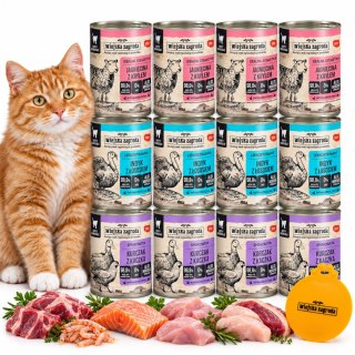 Karma dla kota Wiejska Zagroda Mix smaków 2X6x400g + wieczko na puszkę