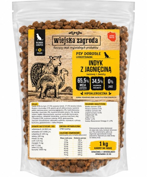 NA WAGĘ Wiejska Zagroda Indyk z jagnięciną chrupki M 1kg
