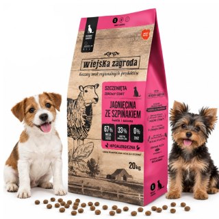 NA WAGĘ Wiejska Zagroda Karma dla szczeniąt Jagnięcina ze szpinakiem 2kg