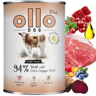 OLLO PLUS KOLAGEN - CIELĘCINA 800g - MONOBIAŁKOWA KARMA MOKRA DLA PSA