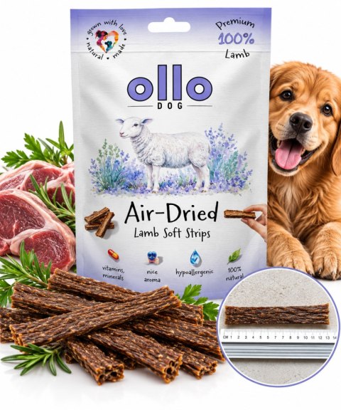 Ollo Air Dried Lamb Strips Suszone miękkie paski z JAGNIĘCINY dla psa 80g