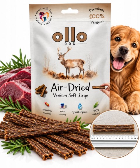 Ollo Air Dried Venison Strips 80g Suszone miękkie paski z JELENIA dla psa