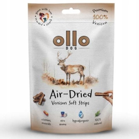 Ollo Air Dried Venison Strips 80g Suszone miękkie paski z JELENIA dla psa