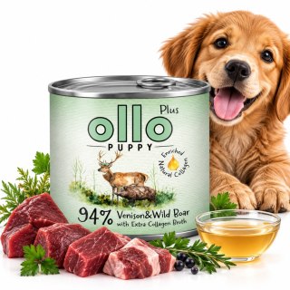 Ollo puszka szczeniak Plus Kolagen Puppy Jeleń Dzik 200 g
