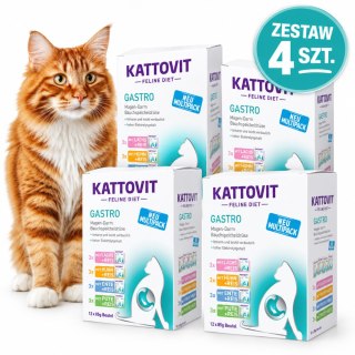 PAKIET Kattovit Gastro 48x85g karma weterynaryjna dla kota na żołądek jelita MIX