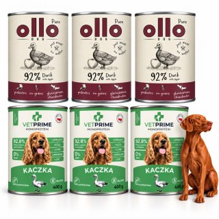 PAKIET PRÓBNY OLLO MONOPROTEINOWA KACZKA VETPRIME MONO DUCK 6X400