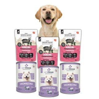 PAKIET PRÓBNY ZESTAW Wiejska Zagroda VETPRIME Monobiałkowa Jagnięcina 6X500g