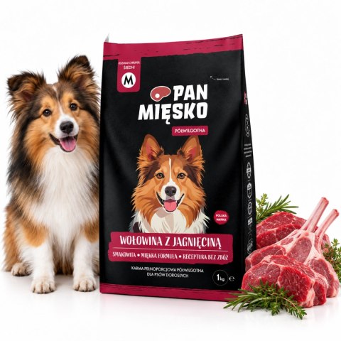 Pan Mięsko Karma półwilgotna dla psa Wołowina z jagnięciną (dorosły) 1kg