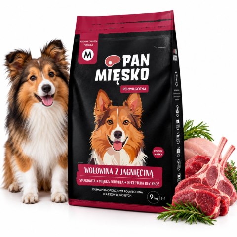 Pan Mięsko Karma półwilgotna dla psa Wołowina z jagnięciną (dorosły) 9kg
