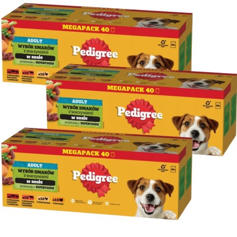 Pedigree Adult Mix Wybór Smaków Mokra Karma dla Psa w Sosie 120x100g