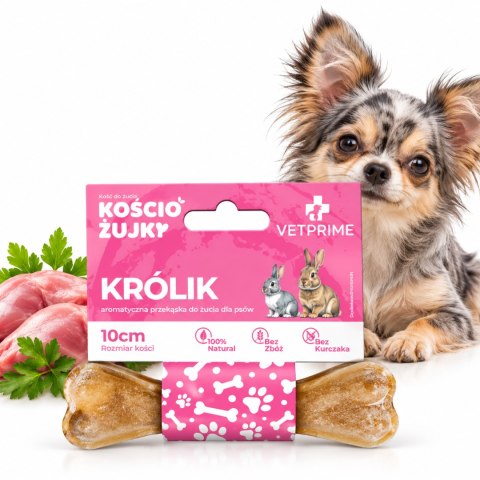 VETPRIME KościoŻujki z Królikiem Kość Gryzak dla Psa 10cm 35g Naturalny