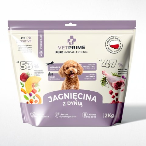 VETPRIME Pure Hypoallergenic JAGNIĘCINA Z DYNIĄ XS/S 6KG małe rasy
