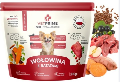 Vetprime PURE HYPOALLERGENIC Wołowina z Batatami XS/S 4kg