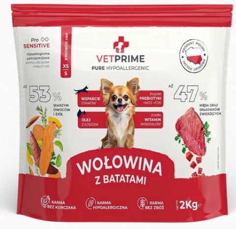 Vetprime PURE HYPOALLERGENIC Wołowina z Batatami XS/S 4kg