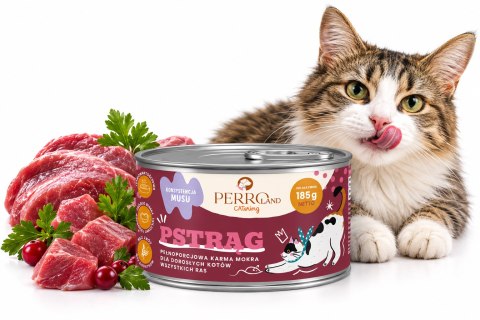 ZESTAW PERRO CATering Pstrąg 6X185g Karma Mokra dla Kota Monobiałkowa