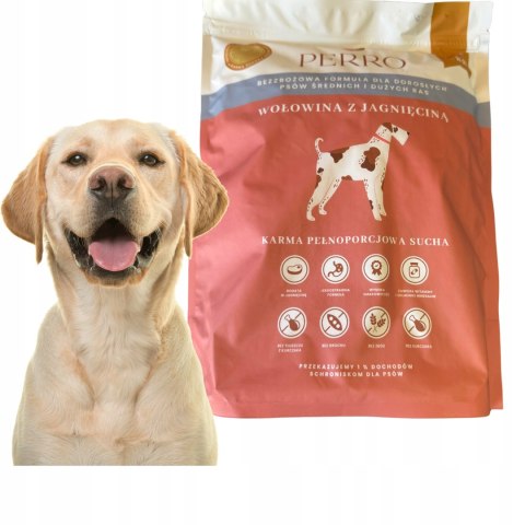 ZESTAW PERRO Karma Bezzbożowa Wołowina z Jagnięciną Średnie Duże Rasy 3X1 kg dla Psa