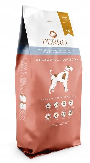 ZESTAW PERRO Karma Bezzbożowa Wołowina z Jagnięciną Średnie Duże Rasy 3X1 kg dla Psa