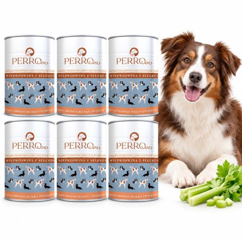 ZESTAW PERRO Wieprzowina z selerem dla psów dorosłych 6X400g wysokomięsna karma