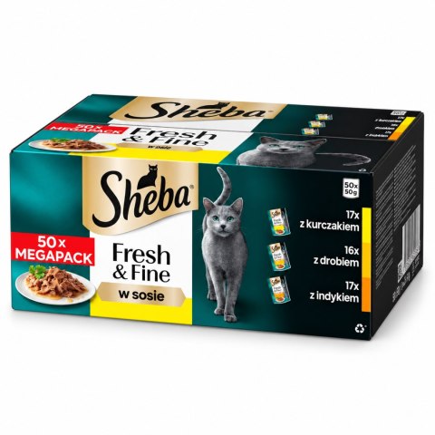 ZESTAW SHEBA Fresh & Fine 2X50x50 g mokra karma dla kota mix smaków sos