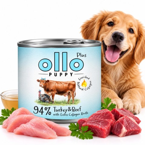 Zestaw Ollo puszka szczeniak Plus Kolagen Puppy Jeleń Dzik 12x200 g