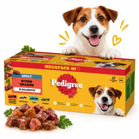 Zestaw PEDIGREE DLA PSA MIX SMAKÓW W GALARETCE SASZETKI 80X100 g karma sucha