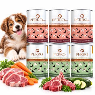 Zestaw Perro Junior Mix smaków 6x400 wieprzowina jagnięcina dla szczeniąt