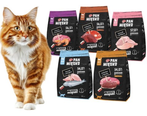 Zestaw Próbny Sucha Karma dla kota PAN MIĘSKO 2KG 5X400G DLA KOTA WYBREDNEGO