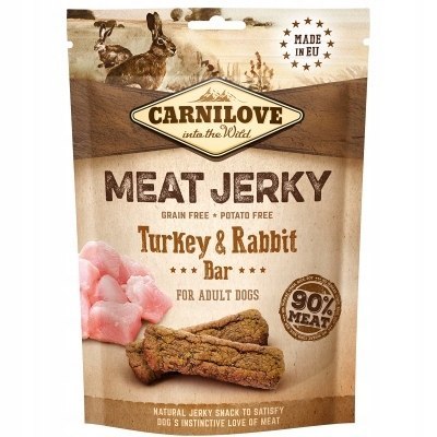 CARNILOVE JERKY Turkey with Rabbit 100g dla PSA Smaczki Trenerki