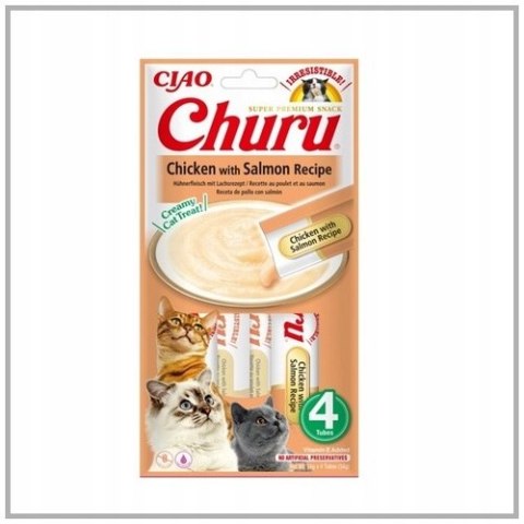 Inaba Cat Churu Kurczak z Łososiem 4x14g