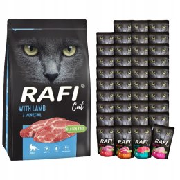 Rafi CAT Jagnięcina 7kg LAMB +40x100 Saszetki mokra karma dla kota