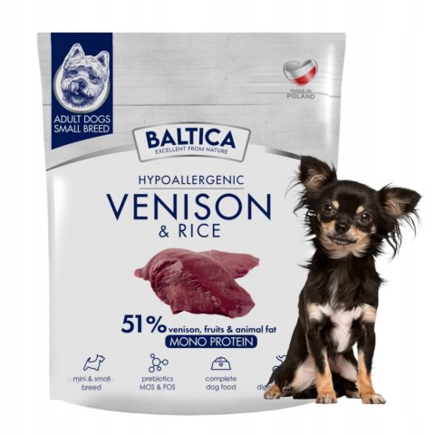 Baltica ADULT Venison & rice Rasy Małe S 1kg