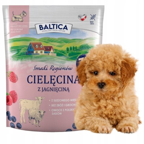 Baltica Cielęcina z jagnięciną XS/S 1kg karma dla psów dorosłych