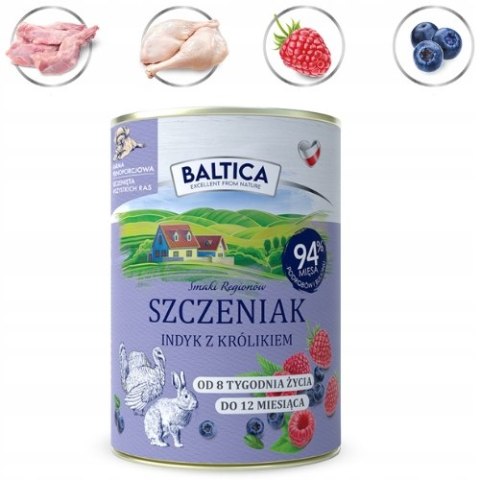 Baltica PUPPY & JUNIOR Indyk z królikiem 400g DLA SZCZENIAT PUSZKA