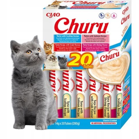 INABA CAT CHURU VARIETIES TUNA SEAFOOD SMACZKI dla kota 20x14g