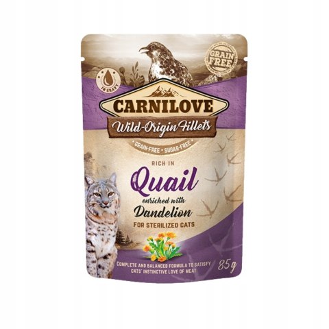 CARNILOVE CAT POUCH QUAIL&DENDELION STERILIZED 85g SASZETKA DLA KOTA