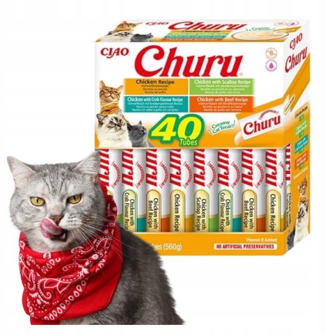 INABA CAT CHURU VARIETIES CHICKEN kurczak - przysmak dla kota 40x14 g